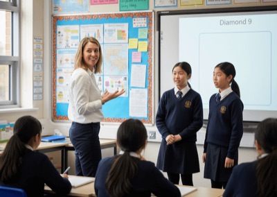 Children discussing in the classroom